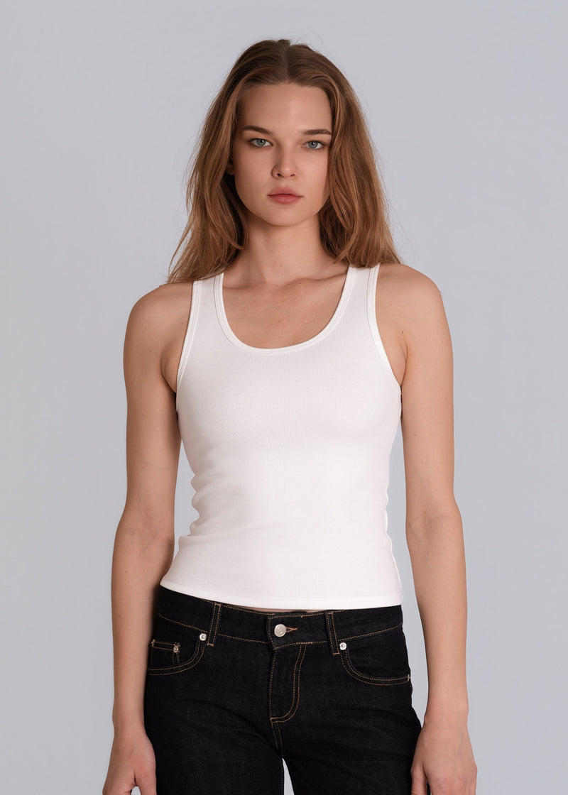 The Classic Ribbed Tank White