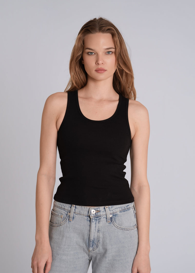 The Classic Ribbed Tank Black