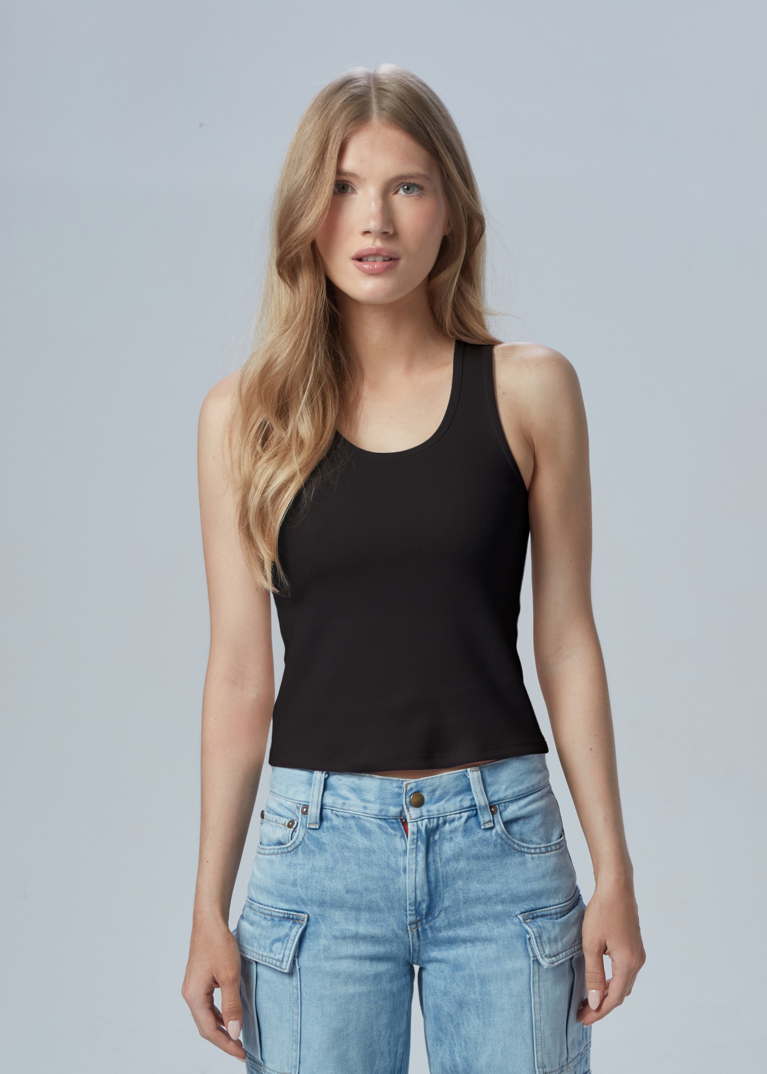 The Classic Ribbed Tank Black
